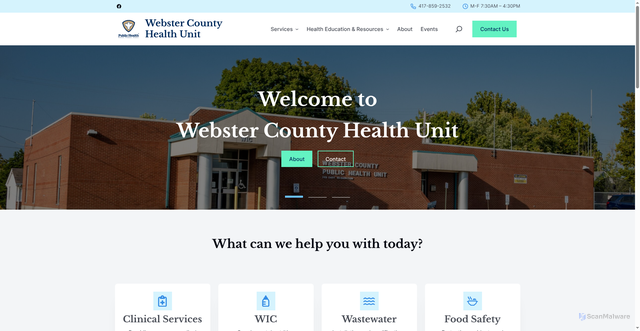 Security scan screenshot of https://webstercountymohealth.gov/