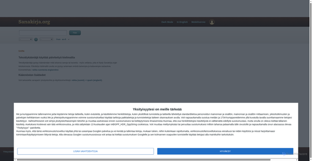 Security scan screenshot of https://sanakirja.org