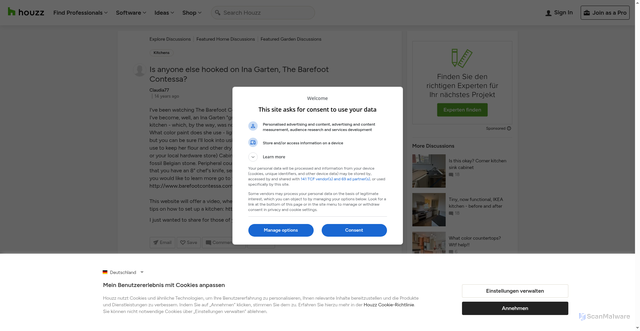 Security scan screenshot of https://www.houzz.com/discussions/2662383/is-anyone-else-hooked-on-ina-garten-the-barefoot-contessa