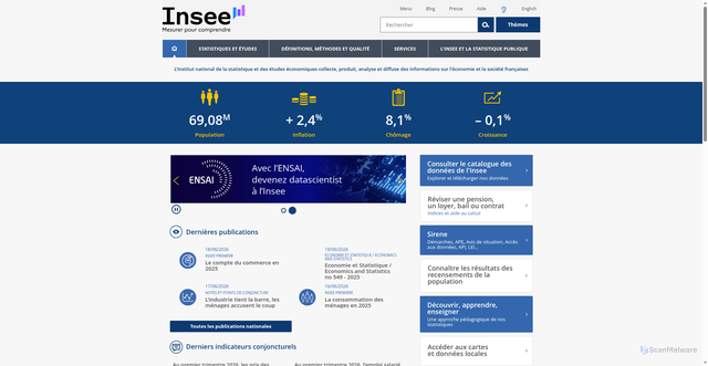 Security scan screenshot of https://www.insee.fr