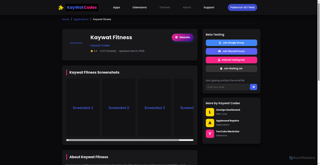 Security scan screenshot of https://kaywat-codes.pages.dev/views/kaywat-fitness.html