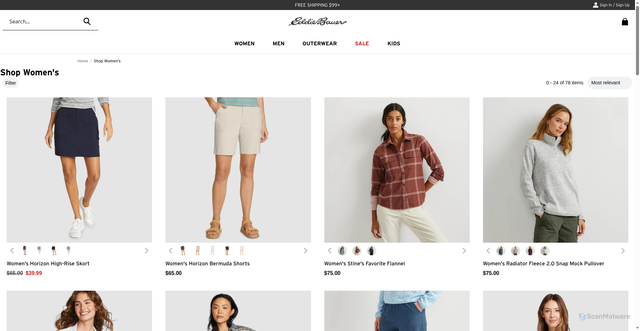 Security scan screenshot of https://www.eddiebauer.com/c/20094/women