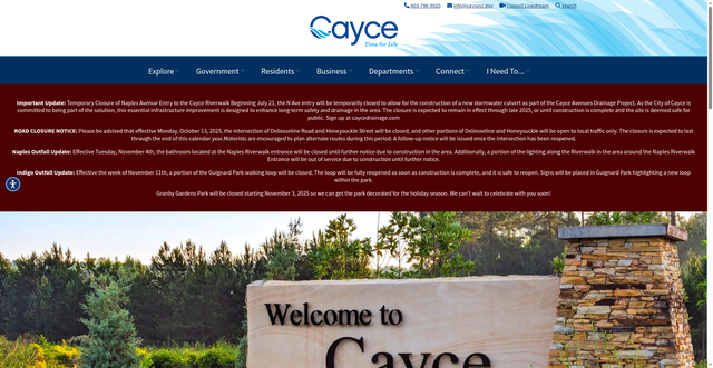 Security scan screenshot of https://cityofcayce-sc.gov/