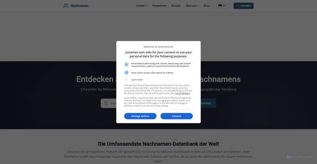 Security scan screenshot of https://zunamen.com