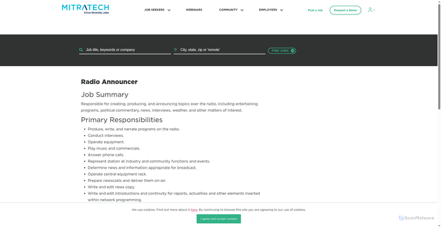 Security scan screenshot of https://diversityjobs.com/job-descriptions/radio-announcer-job-description