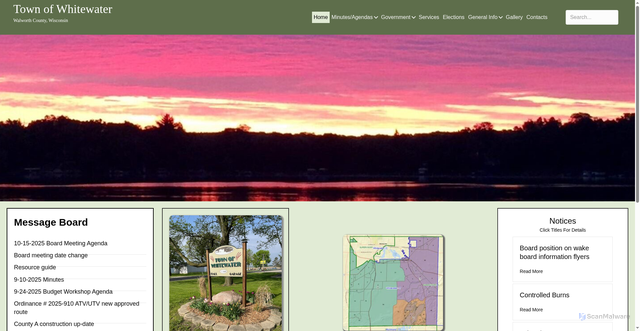 Security scan screenshot of https://townofwhitewaterwi.gov/