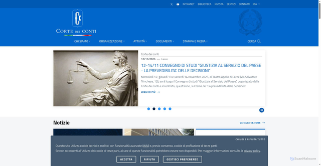 Security scan screenshot of https://www.corteconti.it/