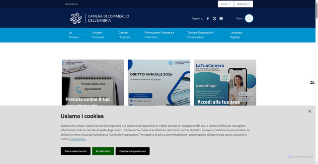 Security scan screenshot of https://www.umbria.camcom.it