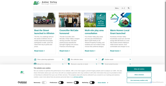 Security scan screenshot of https://www.ambervalley.gov.uk/
