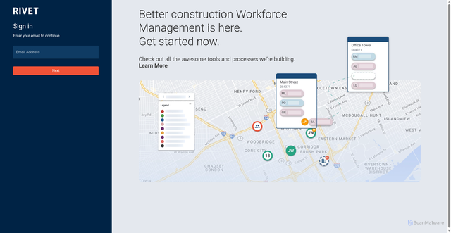 Security scan screenshot of https://app.rivet.work