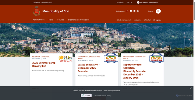 Security scan screenshot of https://www.comune.cori.lt.it/it-it/home