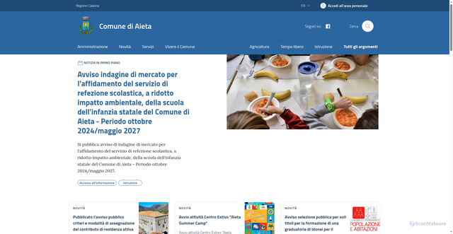 Security scan screenshot of https://www.comune.aieta.cs.it/