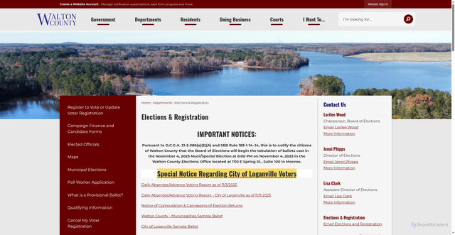 Security scan screenshot of https://www.waltoncountyga.gov/282/Elections-Registration