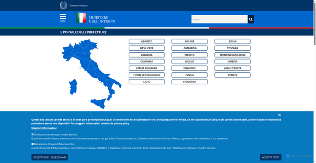 Security scan screenshot of https://prefettura.interno.gov.it/it