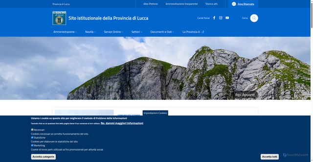 Security scan screenshot of https://www.provincia.lucca.it/