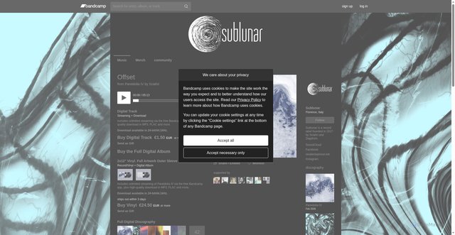 Security scan screenshot of https://sublunarrecords.bandcamp.com/track/offset