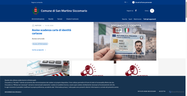 Security scan screenshot of https://www.comune.sanmartino.pv.it
