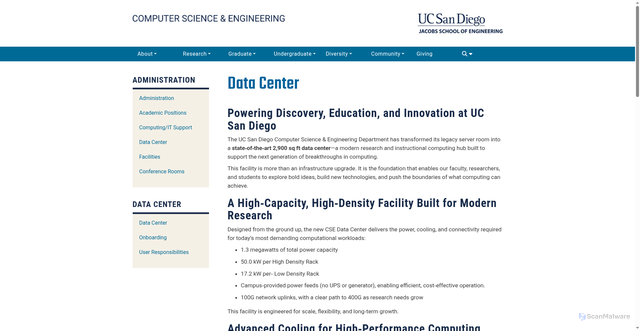 Security scan screenshot of https://cse.ucsd.edu/administration/data-center