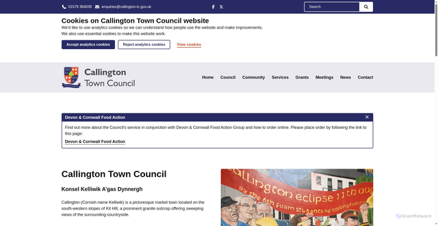 Security scan screenshot of http://callington-tc.gov.uk/