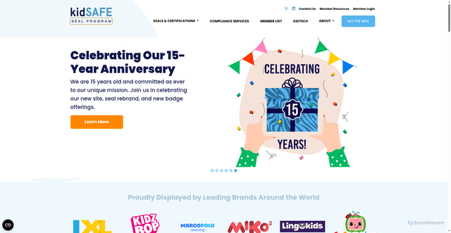Security scan screenshot of https://kidsafeseal.com