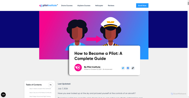 Security scan screenshot of https://pilotinstitute.com/how-to-become-a-pilot/