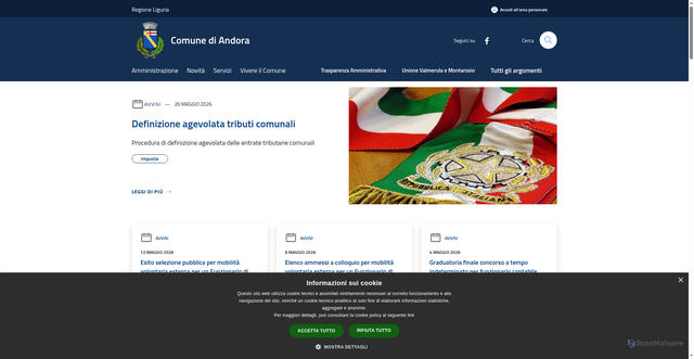 Security scan screenshot of https://www.comune.andora.sv.it