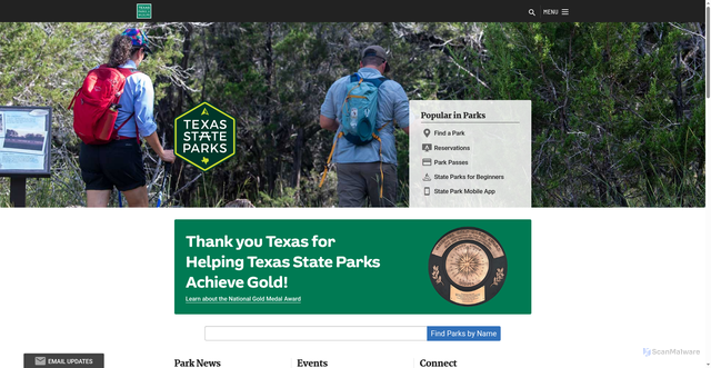 Security scan screenshot of https://tpwd.texas.gov/state-parks/