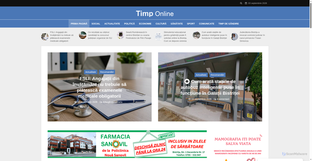 Security scan screenshot of https://timponline.ro