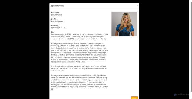 Security scan screenshot of https://www.mcnwonderwomen.com/ww20/speaker/101507/laura-rutledge