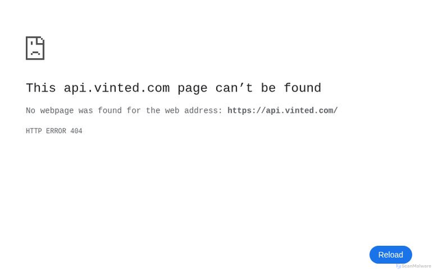 Security scan screenshot of https://api.vinted.com/