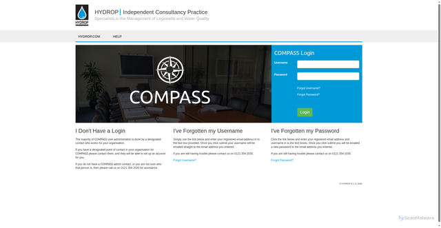 Security scan screenshot of https://compass2.hydrop.com