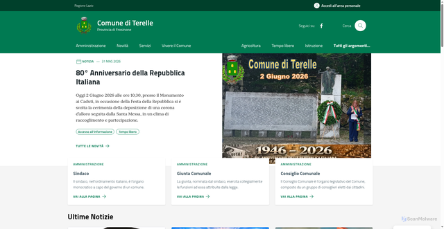 Security scan screenshot of https://www.comuneterelle.it
