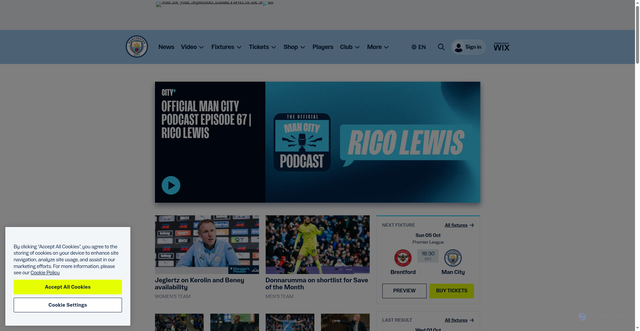 Security scan screenshot of https://www.mancity.com/