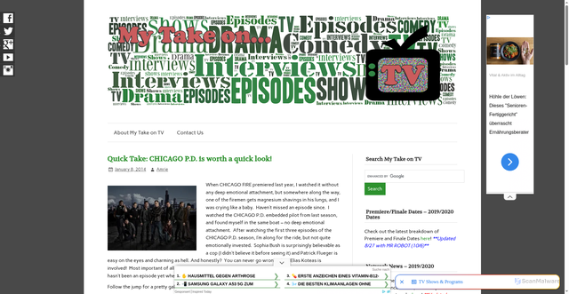 Security scan screenshot of https://www.mytakeontv.com/2014/01/08/quick-take-chicago-p-d-is-worth-a-quick-look/