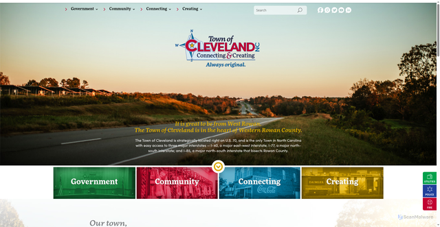 Security scan screenshot of https://townofclevelandnc.gov/