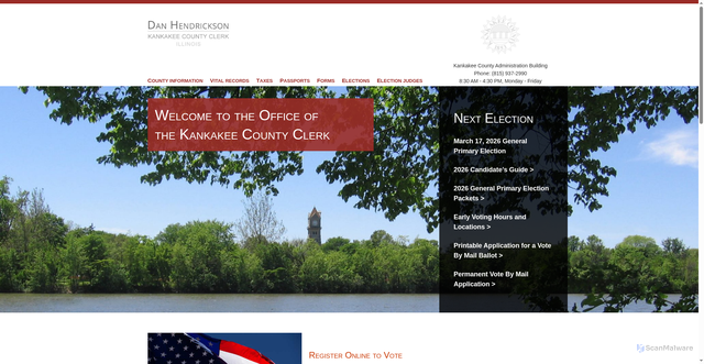Security scan screenshot of https://www.kankakeecountyclerk.gov/