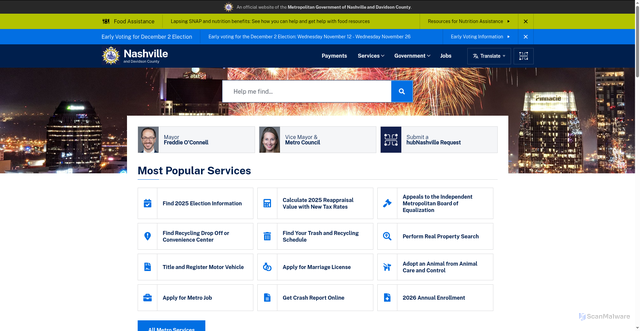 Security scan screenshot of https://www.nashville.gov/