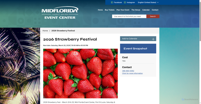 Security scan screenshot of https://www.midfloridaeventcenter.com/Events/Strawberry-Festival