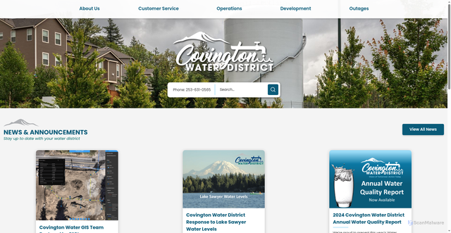 Security scan screenshot of https://www.covingtonwater.com/