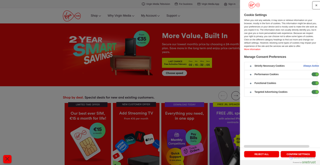 Security scan screenshot of https://virginmedia.ie