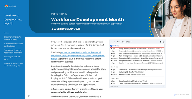 Security scan screenshot of https://sites.google.com/state.co.us/workforce-development-month/home