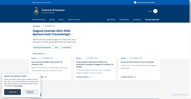 Security scan screenshot of https://www.comune.gressan.ao.it/