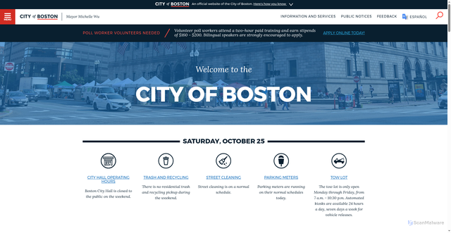 Security scan screenshot of https://www.boston.gov/