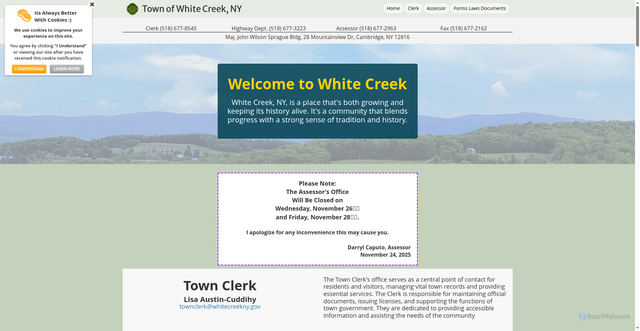 Security scan screenshot of https://whitecreekny.gov/