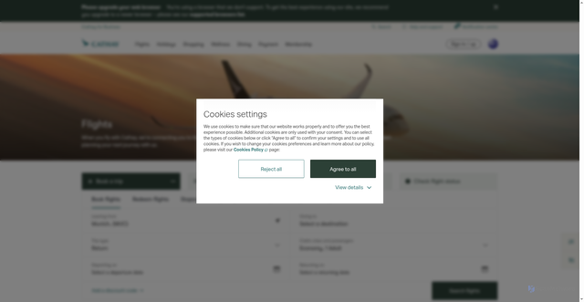 Security scan screenshot of https://flights.cathaypacific.com/en_AU.html