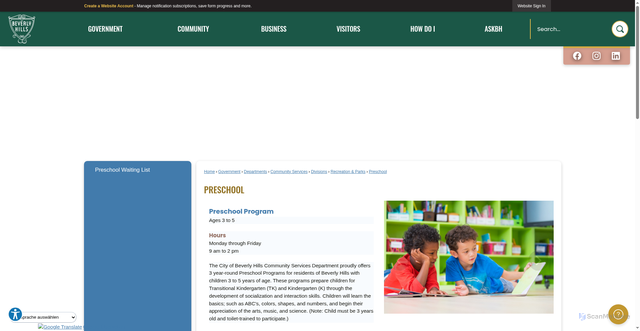 Security scan screenshot of https://www.beverlyhills.org/535/Preschool
