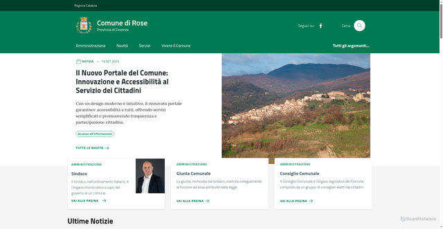 Security scan screenshot of https://www.comune.rose.cs.it
