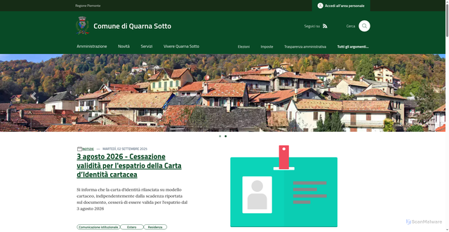 Security scan screenshot of https://www.comune.quarnasotto.vb.it/