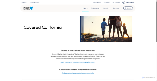Security scan screenshot of https://www.blueshieldca.com/en/home/shop-plans/covered-california