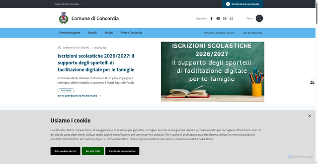 Security scan screenshot of https://www.comune.concordia.mo.it/